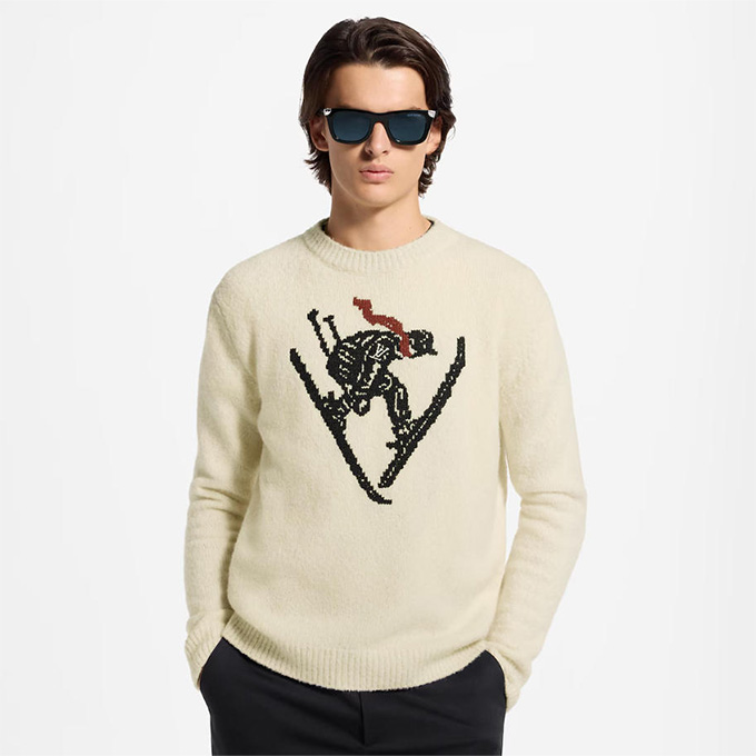 lv louis vuitton skier jacquard crew neck knit sweater